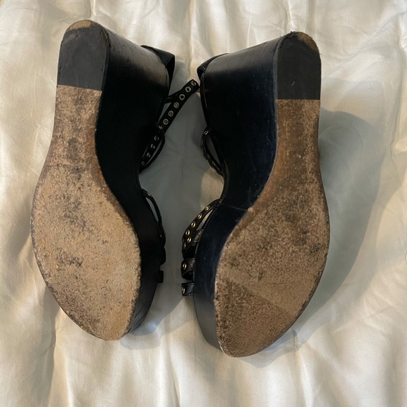 Black Leather Quiberon Platform Wedge - Picture 4 of 4